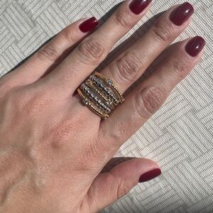 Elegant Gold and Silver Beaded Ring